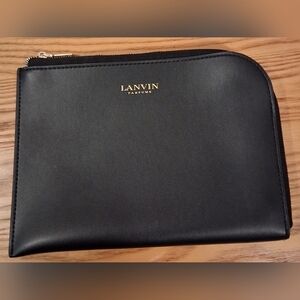 EUC Lanvin Turkish Airline Black & Brown Travel Cosmetic Makeup Beauty Pouch Bag